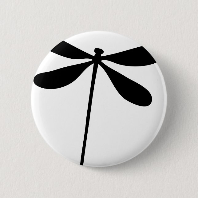 black dragon fly icon pinback button (Front)
