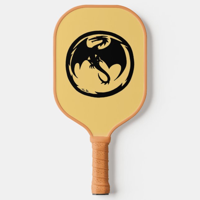 Black Dragon gold and tan pickleball paddle (Front)