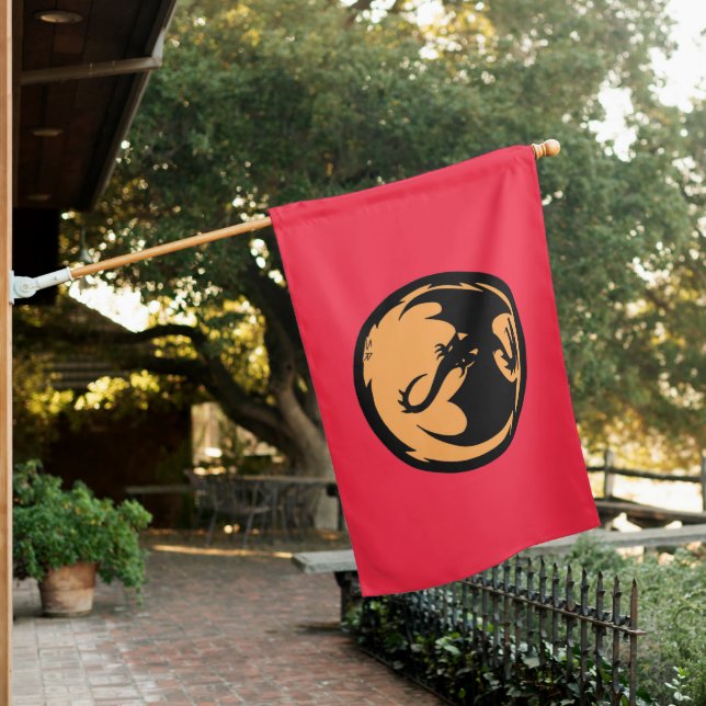 Black Dragon gold coral house flag (In SItu)