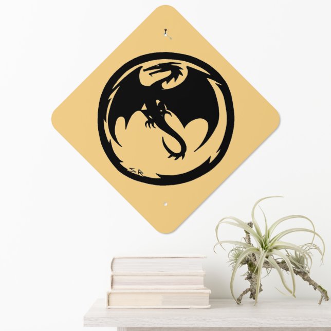 Black Dragon gold diamond metal sign (In Situ(Wall))