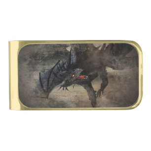 Black Dragon Gold Finish Money Clip