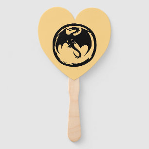 Black Dragon gold heart hand fans