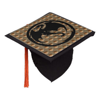 Black Dragon gold indent graduation cap