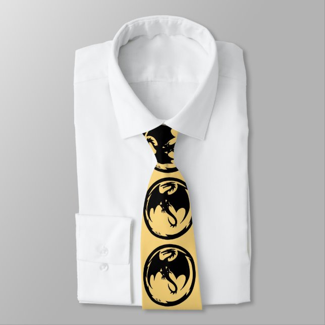 Black Dragon Gold necktie (Tied)