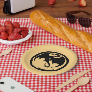 Black Dragon gold paper plates