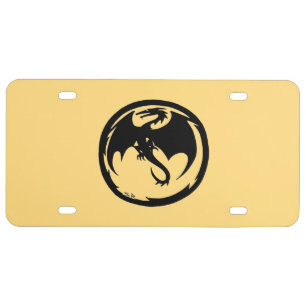 Black Dragon gold plastic car license plate
