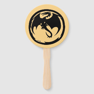 Black Dragon gold round hand fans