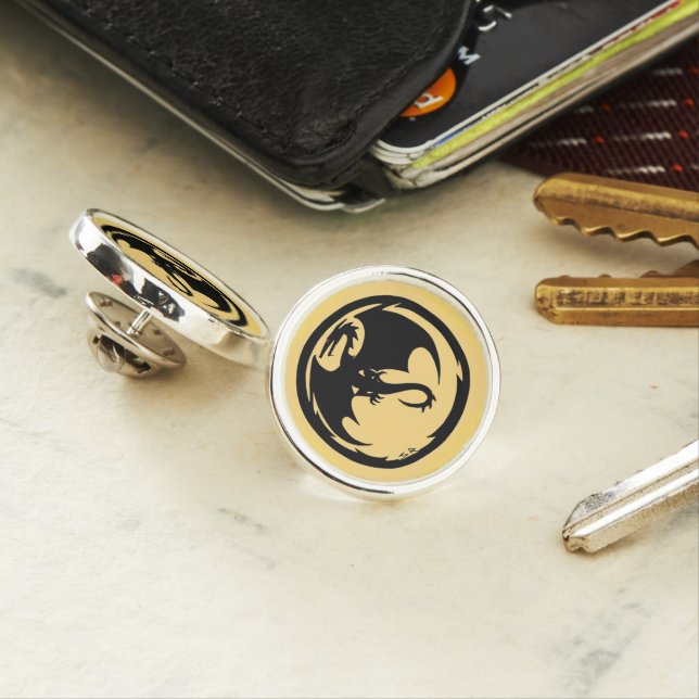 Black Dragon gold silver plated lapel pin (In Situ)