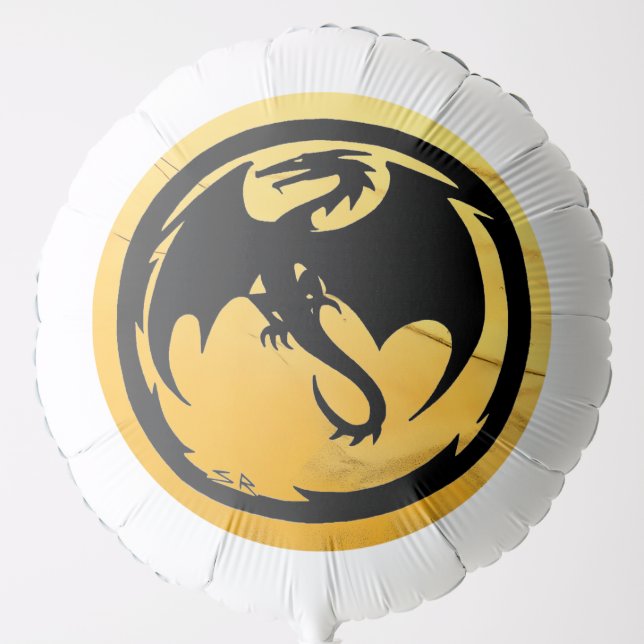 Black Dragon gold vein helium balloon (Front)
