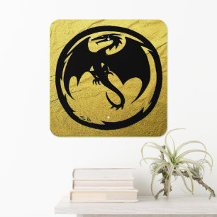 Black Dragon Gold Vein square metal sign