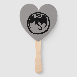 Black Dragon gray heart hand fans
