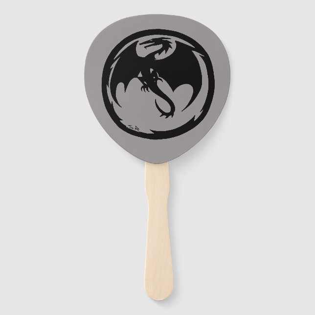 Black Dragon gray paddle hand fans (Front)