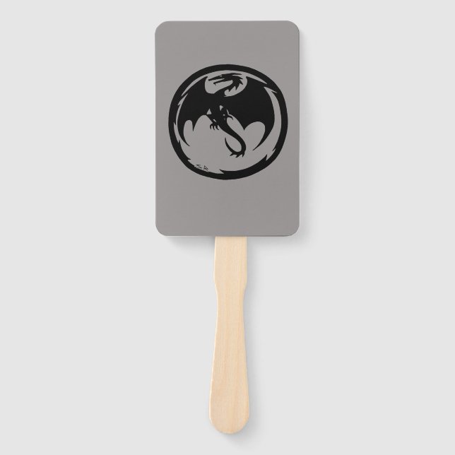 Black Dragon gray rectangle hand fans (Front)