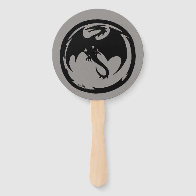 Black Dragon gray round hand fans (Front)