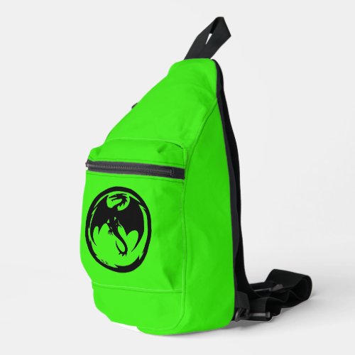 Black Dragon greeen sling bag backpack