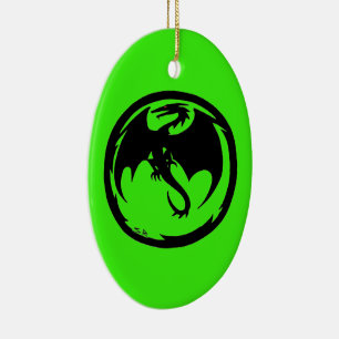 Black Dragon green ceramic ornament