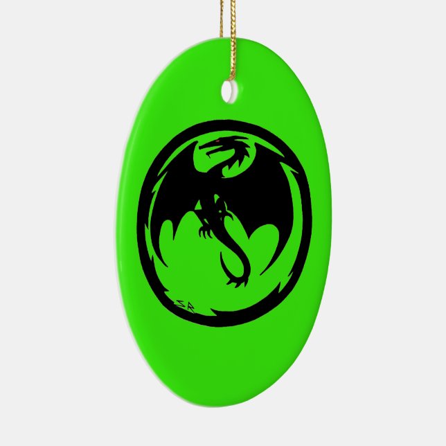 Black Dragon green ceramic ornament (Right)