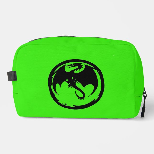 Black Dragon green dopp kit toiletry bag (Front)