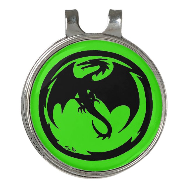 Black Dragon Green hat clip (Front)