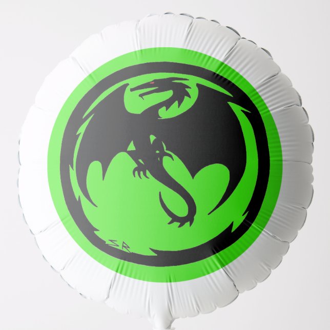 Black Dragon green helium balloon (Front)