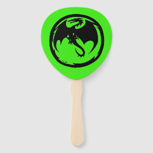 Black Dragon green paddle hand fans