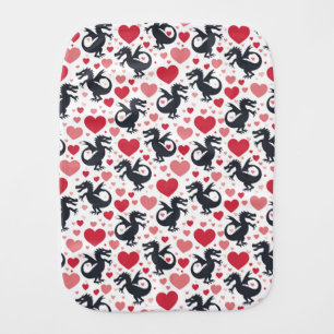 Black Dragon in Love Baby Burp Cloth