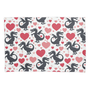 Black Dragon in Love Pillow Case