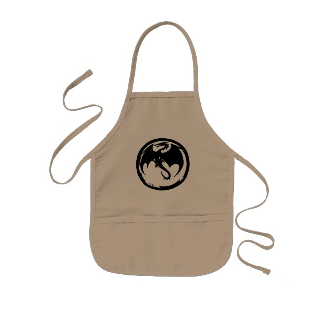 Black Dragon kids khaki chef apron (Front)