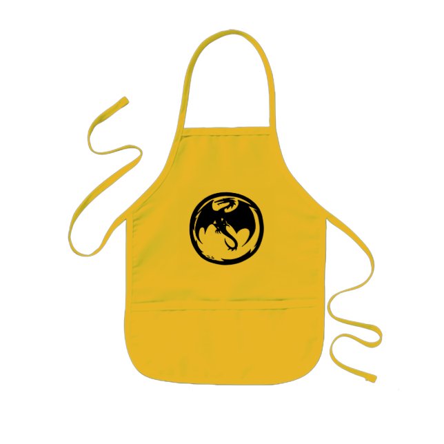 Black Dragon kids yellow chef apron (Front)
