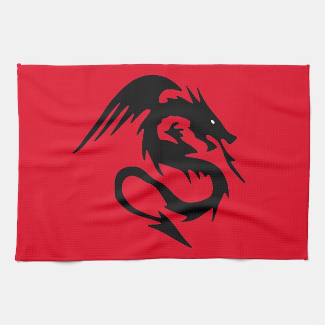 Black dragon kitchen towel (Horizontal)