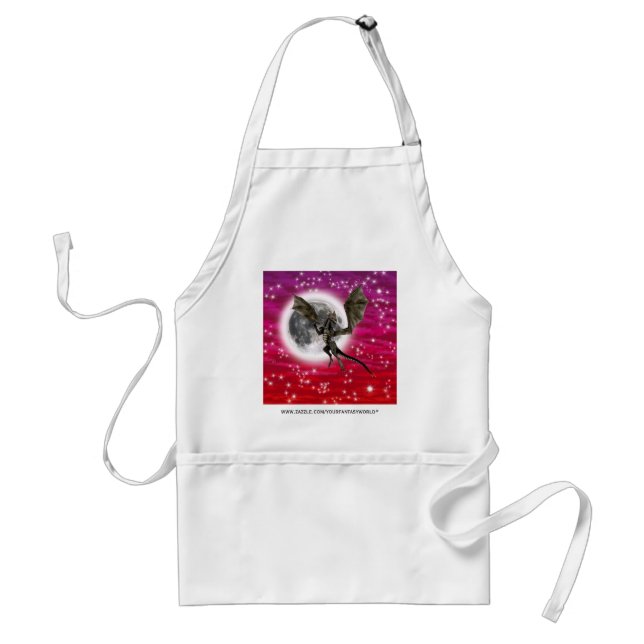 Black Dragon - Mythical Fantasy Creature Red Sky Adult Apron (Front)