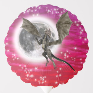 Black Dragon - Mythical Fantasy Creature Red Sky Balloon