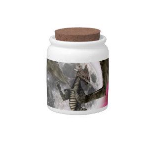 Black Dragon - Mythical Fantasy Creature Red Sky Candy Jar