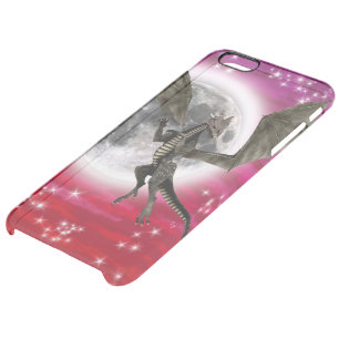Black Dragon - Mythical Fantasy Creature Red Sky Clear iPhone 6 Plus Case
