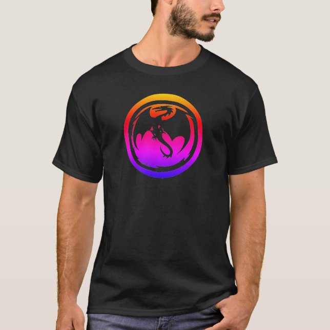 Black Dragon neon men black t-shirt (Front)
