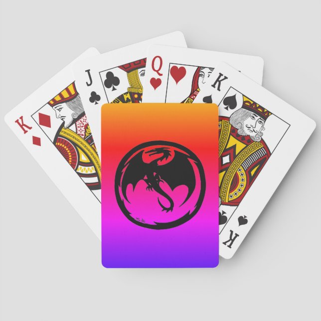 Black Dragon neon Poker playing cards (Back)
