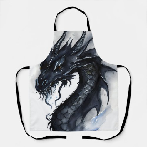 Black Dragon Nidhogg Watercolor Design Apron