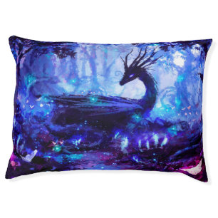 Black dragon, night forest scene. pet bed