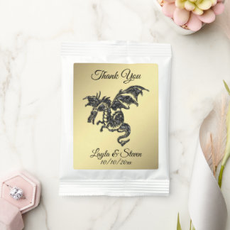 Black Dragon on Gold Thank You Custom Text Margarita Drink Mix
