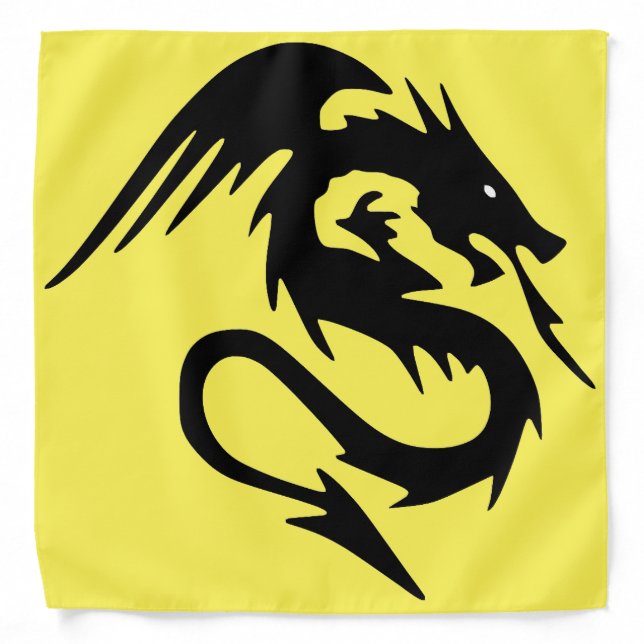 Black dragon on yellow background bandana (Front)