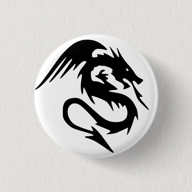 Black dragon pinback button (Front)