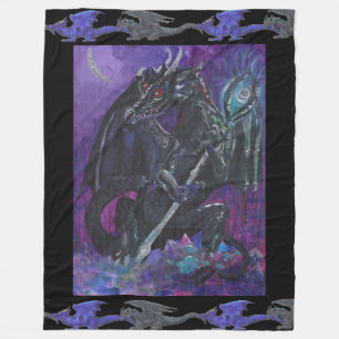 Black Dragon Queen King Lady Blue Black Dragons Fleece Blanket