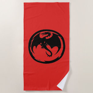 Black Dragon red beach towel