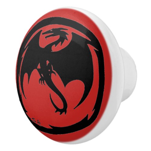 Black Dragon red ceramic knob