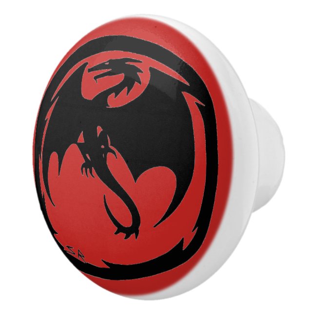 Black Dragon red ceramic knob (Right)