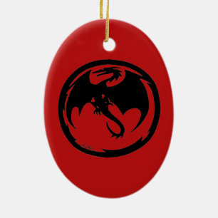 Black Dragon red ceramic ornament