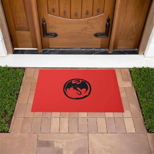 Black Dragon red doormat (Outdoor)
