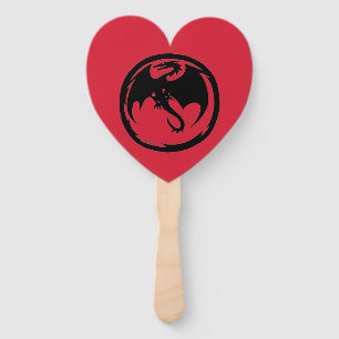 Black Dragon red heart hand fans