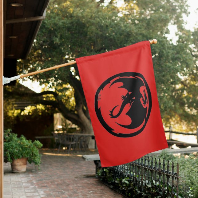Black Dragon red house flag (In SItu)