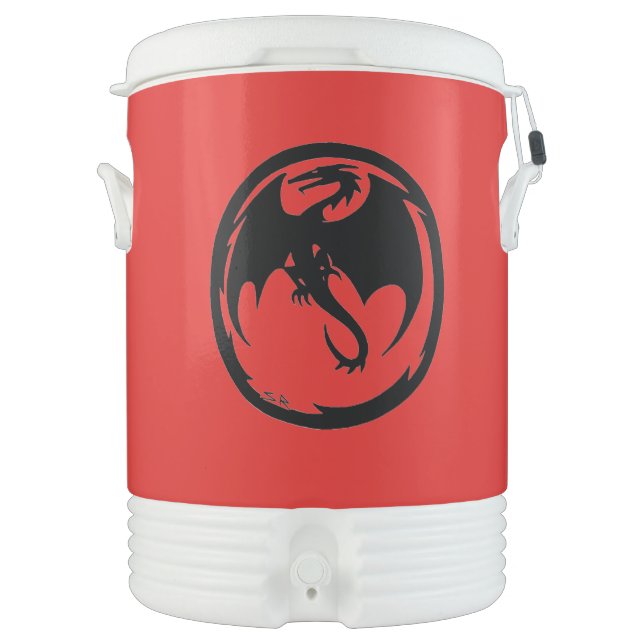 Black Dragon red Igloo beverage cooler 10 gal (Front)